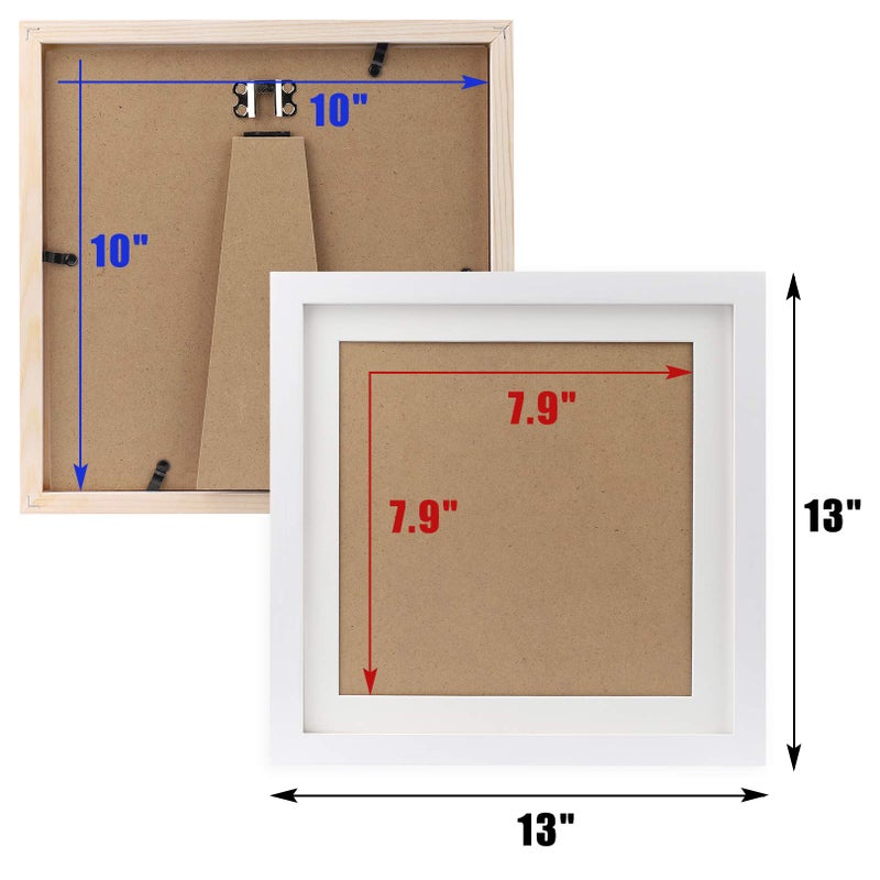 WUTL 10x10 White Picture Frames Square Classic Natural Wood 4 Pack for Wall Mounting and Tabletop Display - Image 5